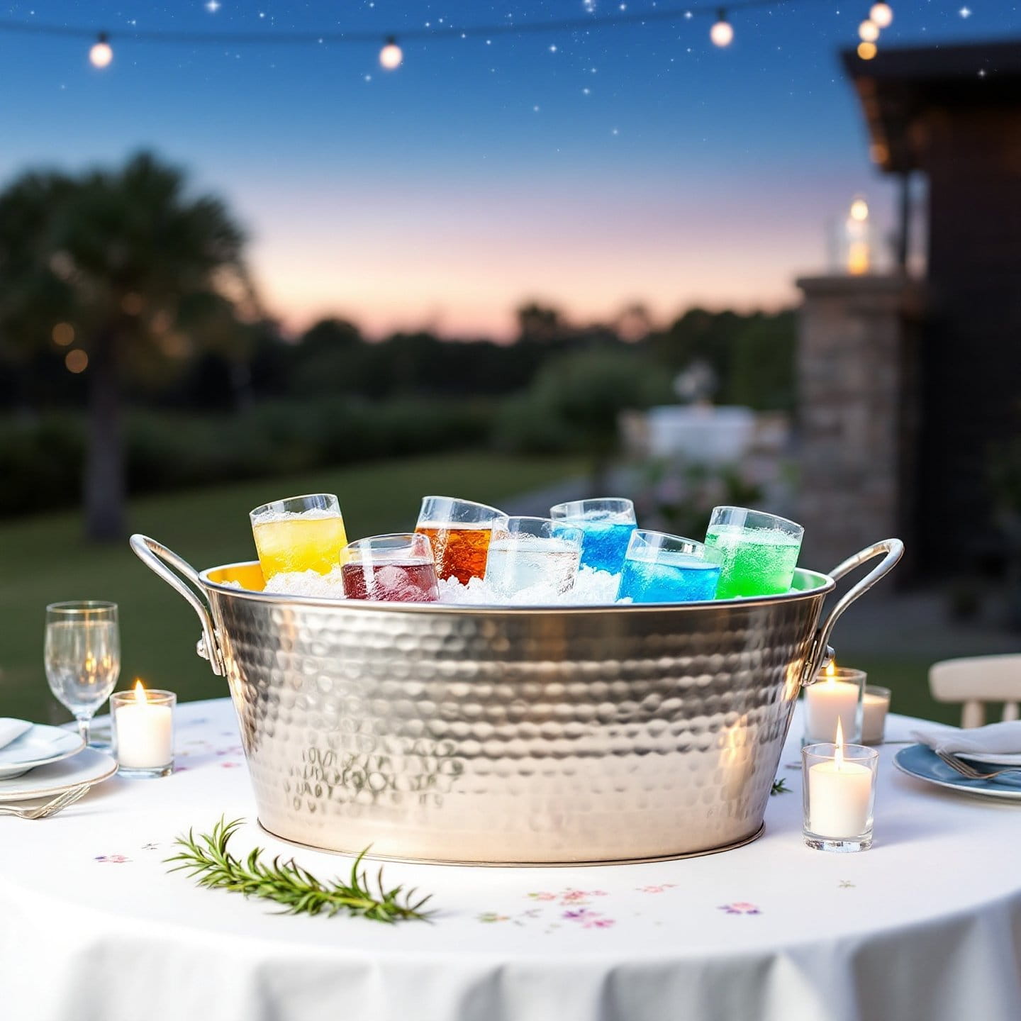 oval hammered aluminum beverage tub adds style and function to any event